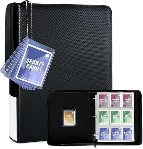 YEARNING 990-Card Trading Card Binder - ألبوم بطاقات من جلد البولي يوريثان 9 جيوب مع 55 أكمام قابلة للإزالة - TCG وتخزين البطاقات الرياضية لبطاقات MTG/الألعاب، أسود in Kuwait