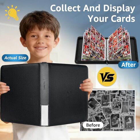 YEARNING 990-Card Trading Card Binder - ألبوم بطاقات من جلد البولي يوريثان 9 جيوب مع 55 أكمام قابلة للإزالة - TCG وتخزين البطاقات الرياضية لبطاقات MTG/الألعاب، أسود in Kuwait