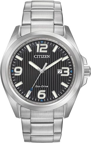 Citizen Men's Eco-Drive Weekender Garrison Field Watch in Stainless Steel, Silver Dial (Model: AW1430-86A) in Kuwait