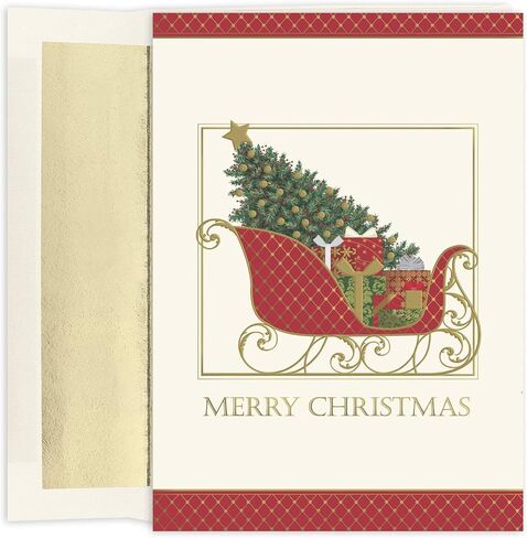 مجموعة Masterpiece Studios Holiday Classic Collection عدد 16 بطاقات عيد الميلاد الدينية في صناديق مع أظرف مبطنة بالرقائق المعدنية، 7.8 بوصة × 5.6 بوصة، Wisemen at Night (857800) in Kuwait