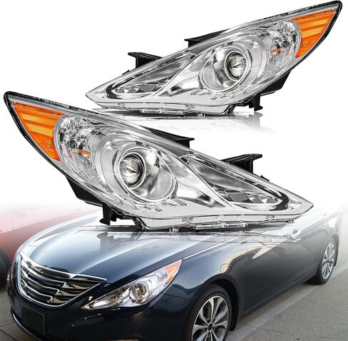 Aosky Headlight Assembly Fits for 2011 2012 2013 2014 Hyundai Sonata Driver and Passenger Side Pair Set, Not Fits for Hybrid Model in Saudi Arabia