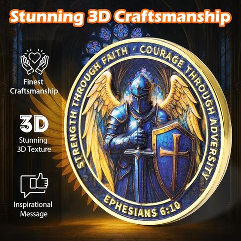Shield of Faith Knight Challenge Coin – Strength Through Faith Medallion – Inspirational Token of Courage & Honor – Armor of God Ephesians 6:10 Commemorative Keepsake – Gift for Men & Women in Saudi Arabia