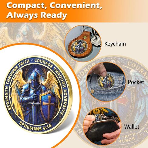 Shield of Faith Knight Challenge Coin – Strength Through Faith Medallion – Inspirational Token of Courage & Honor – Armor of God Ephesians 6:10 Commemorative Keepsake – Gift for Men & Women in Saudi Arabia