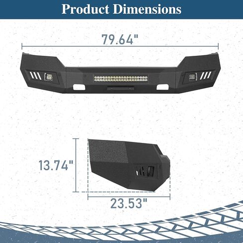Hooke Road Silverado Full Width Front Bumper Steel Offroad Bumper w/LED Lights for 2016 2017 2018 Chevy Silverado 1500 Pickup Trucks in Saudi Arabia