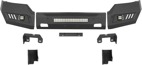 Hooke Road Silverado Full Width Front Bumper Steel Offroad Bumper w/LED Lights for 2016 2017 2018 Chevy Silverado 1500 Pickup Trucks in Saudi Arabia