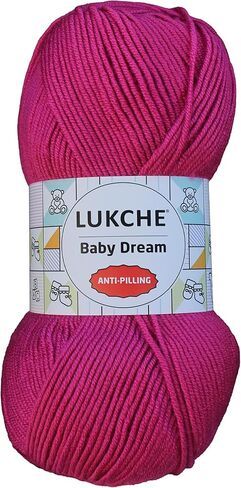 غزل ناعم من Baby Dream - 100% أكريليك، ممتاز مضاد للوبر، 3.5 أونصة (100 جم)، 273 ياردة - غزل ناعم لمشروعات الكروشيه والحياكة (فوشيا) in Saudi Arabia