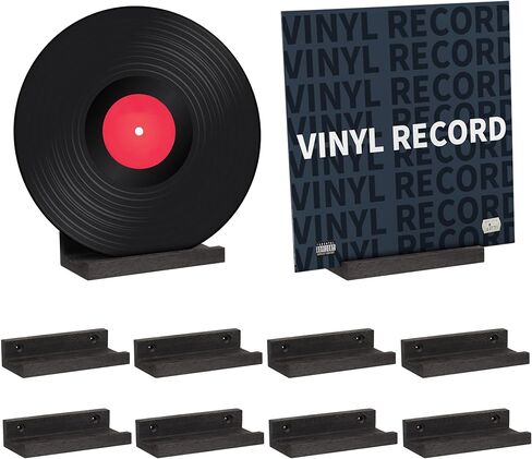 10 Pack Wood Vinyl Record Wall Mount, 4in Wood Record Holder Wall Mount Vinyl Album Holder Display Record Holder Floating Shelves Decorative in Kuwait