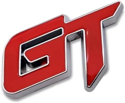 2X كروم معدني GT شعار 3D سيارة شارة سباق ملصق مائي استبدال أجزاء غطاء محرك السيارة الجانب الحاجز الجذع شعار اللوحة (الأحمر الفضي) in Kuwait