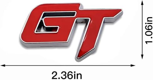 2X كروم معدني GT شعار 3D سيارة شارة سباق ملصق مائي استبدال أجزاء غطاء محرك السيارة الجانب الحاجز الجذع شعار اللوحة (الأحمر الفضي) in Kuwait
