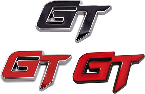 2X كروم معدني GT شعار 3D سيارة شارة سباق ملصق مائي استبدال أجزاء غطاء محرك السيارة الجانب الحاجز الجذع شعار اللوحة (الأحمر الفضي) in Kuwait