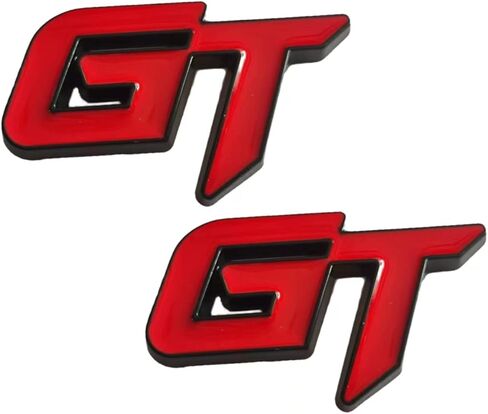 2X كروم معدني GT شعار 3D سيارة شارة سباق ملصق مائي استبدال أجزاء غطاء محرك السيارة الجانب الحاجز الجذع شعار اللوحة (الأحمر الفضي) in Kuwait