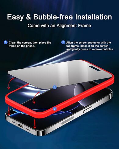 Mirror Screen Protector for iPhone 13 Pro Max and for iPhone 14 Plus Privacy Tempered Glass Perfect Mirrored Effect 2 Pack Anti-Spy Easy Installation Frame (6.7 inch Silver) in Kuwait