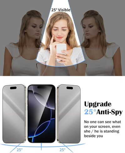 2 Pack Mirror Screen Protector for iPhone 14 Pro Max for iPhone 15 Plus Privacy Tempered Glass Mirrored Effect Anti-Spy Easy Installation Frame Full Coverage 9H Anti-Scratch 6.7 Inch (Silver) in Kuwait