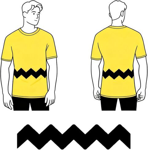 ملصق Charlie Zig Zag Line قابل للكي على النقل لملصقات القمصان باللون البني، ملصق لرقع الحفلات التنكرية لعيد الميلاد والهالوين زي تشاك DIY يزين (كبير جدًا 3XL وما فوق) in Kuwait