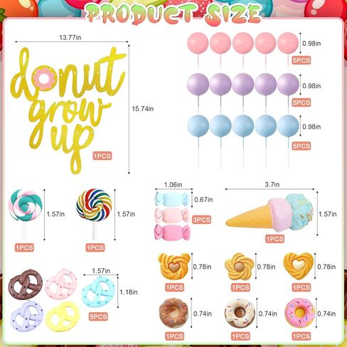 34PCS Donut Cake Topper Donut Cake Decorations Candy Cake Topper for Kids Party Baby Shower Supplise in Saudi Arabia
