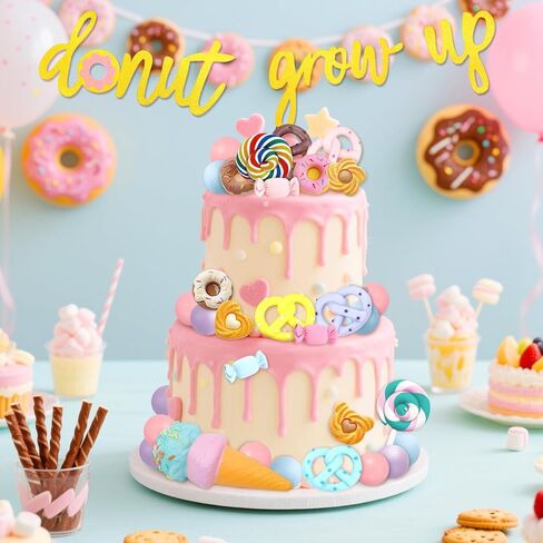 34PCS Donut Cake Topper Donut Cake Decorations Candy Cake Topper for Kids Party Baby Shower Supplise in Saudi Arabia