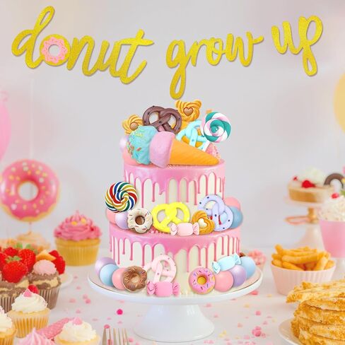 34PCS Donut Cake Topper Donut Cake Decorations Candy Cake Topper for Kids Party Baby Shower Supplise in Saudi Arabia