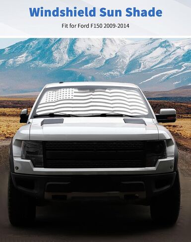 مظلة شمس للزجاج الأمامي لسيارة Ford F150 2009-2014، غطاء نافذة أمامي عازل للحرارة قابل للطي، DSWSQ، غطاء نافذة أمامي عازل للحرارة للنافذة الأمامية، واقي من الشمس للنافذة الأمامية لعلم F150 الأمريكي in Kuwait