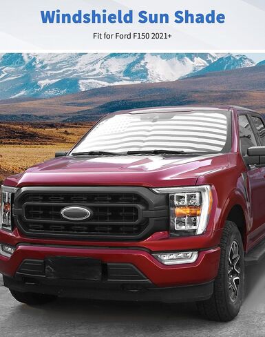 مظلة شمس للزجاج الأمامي لسيارة Ford F150 2009-2014، غطاء نافذة أمامي عازل للحرارة قابل للطي، DSWSQ، غطاء نافذة أمامي عازل للحرارة للنافذة الأمامية، واقي من الشمس للنافذة الأمامية لعلم F150 الأمريكي in Kuwait