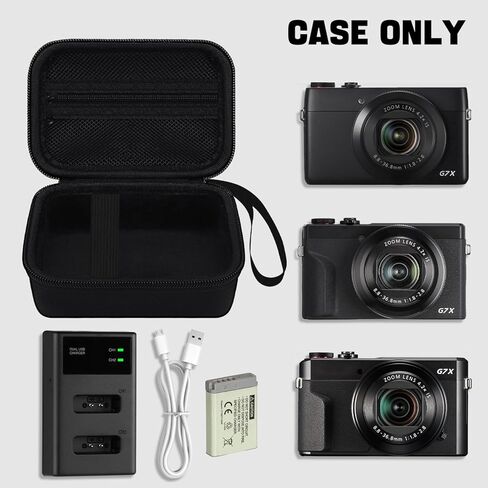 Hard Travel Camera Case for Canon PowerShot G7 X Mark II/G7X Mark III, Digital Camera Storage Bag With Zippered Mesh Pocket for USB Cable, SD Card, Battery and Other Accessories, BLACK in Saudi Arabia