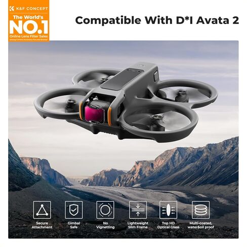 مجموعة مرشحات K&F Concept ND/PL متوافقة مع DJI Avata 2، 4 عبوات ND8/PL ND16/PL ND32/PL ND64/PL ملحقات عدسات بدون طيار ذات كثافة محايدة، متعددة الطبقات/زجاج بصري عالي الدقة/آمن للجيمبال in Kuwait