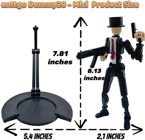 3D Printed 8.13-inch Action Figure Dummy-Mici20, Full Body Mechanical Movable Toy, Multiple Accessories, Desk Decoration (3 HandsType, Bracket, Weapons, Armour) (Black) in Saudi Arabia