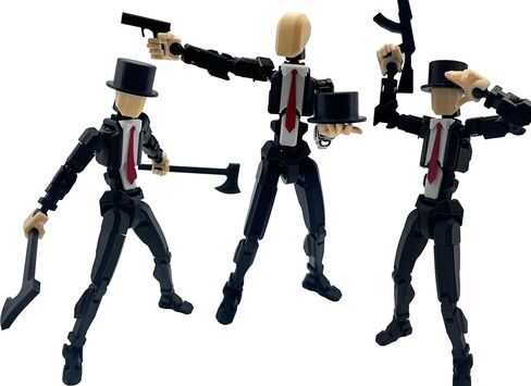 3D Printed 8.13-inch Action Figure Dummy-Mici20, Full Body Mechanical Movable Toy, Multiple Accessories, Desk Decoration (3 HandsType, Bracket, Weapons, Armour) (Black) in Saudi Arabia