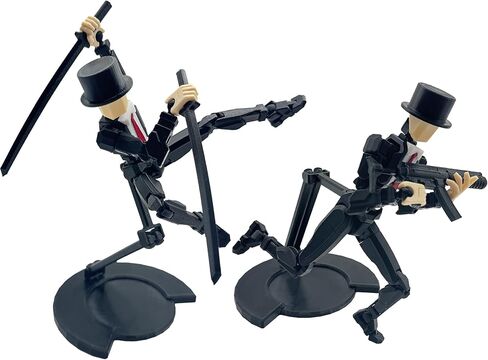 3D Printed 8.13-inch Action Figure Dummy-Mici20, Full Body Mechanical Movable Toy, Multiple Accessories, Desk Decoration (3 HandsType, Bracket, Weapons, Armour) (Black) in Saudi Arabia