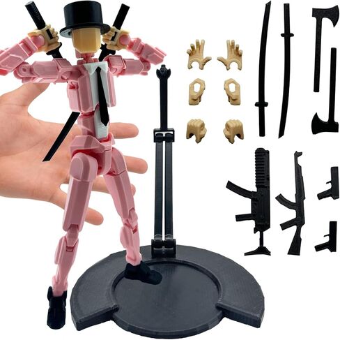 3D Printed 8.13-inch Action Figure Dummy-Mici20, Full Body Mechanical Movable Toy, Multiple Accessories, Desk Decoration (3 HandsType, Bracket, Weapons, Armour) (Black) in Saudi Arabia