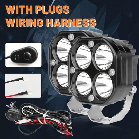LED Ditch Lights Wiring Harness Kit 2 Lead Wire 12V-40A Switch Power Relay Fuse Compatible with Work Light LED Pods Driving Fog Lamp Off Road Ditch Lighs Trucks Pickup SUV ATV UTV Cars in Saudi Arabia