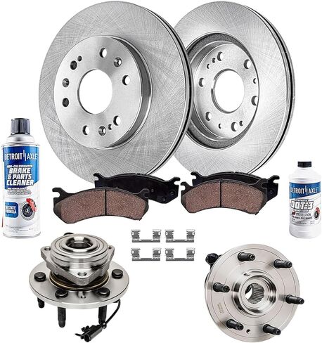 Detroit Axle - 4WD Front Brake Kit for Chevy GMC Avalanche Suburban Silverado Yukon XL 1500 Tahoe Escalade ESV EXT Disc Brake Rotors Ceramic Brakes Pads Replacement Wheel Bearing Hubs 6 Studs in Saudi Arabia