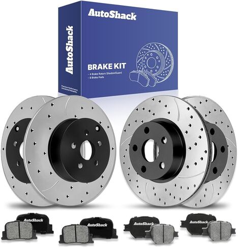 دوارات الفرامل الأمامية والخلفية من AutoShack بديل وسادات الفرامل السيراميكية الممتازة لـ 2005-2010 Scion tC 2.4L FWD 12-PC طقم فرامل in Saudi Arabia