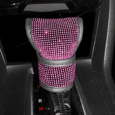 Car Gear Shift Knob Cover, Anti-Scratch Crystal Auto Shift Lever Protective Covers Automotive Diamond Shifter Protector with Glitter Rhinestones for Cars Interior Decoration (Pink) in Saudi Arabia