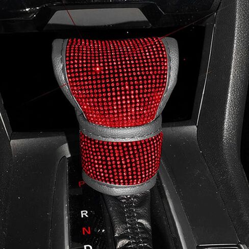 Car Gear Shift Knob Cover, Anti-Scratch Crystal Auto Shift Lever Protective Covers Automotive Diamond Shifter Protector with Glitter Rhinestones for Cars Interior Decoration (Pink) in Saudi Arabia