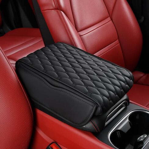 for Jaguar E-PACE 2017 2018 2019 2020 Car Center Console Cover, Leather Memory Foam Protection Pad, Hand Rest Pillow with Height Increase, Interior Accessory,Black, normal in Kuwait