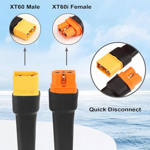 XT60i to XT60 Extension Cable 10AWG 10FT XT60i Female to XT60 Male Connector Cable for Portable Power Station Solar Panel in Saudi Arabia