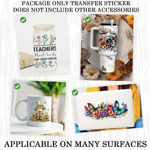 12pcs Music Notes Flower Floral UV DTF Cup Wraps Transfer Waterproof Sticker for Glass Cups Furniture Craft DIY Crafts，Rub on Transfer Stickers for DIY Water Bottle Laptop Decal Wood Car in Saudi Arabia