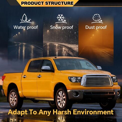 المصابيح الأمامية متوافقة مع Toyota Tundra 2007 2008 2009 2010 2011 2012 2013/Fit Sequoia 2008-2017 غطاء أبيض إطار أسود عاكس برتقالي in Saudi Arabia