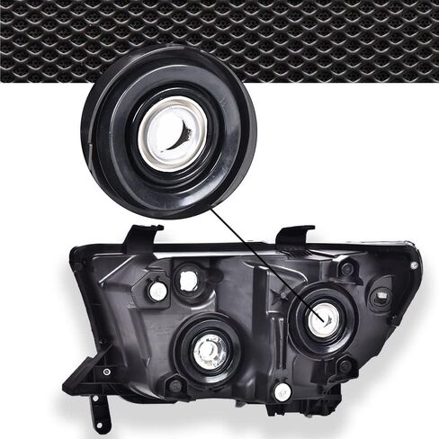 المصابيح الأمامية متوافقة مع Toyota Tundra 2007 2008 2009 2010 2011 2012 2013/Fit Sequoia 2008-2017 غطاء أبيض إطار أسود عاكس برتقالي in Saudi Arabia
