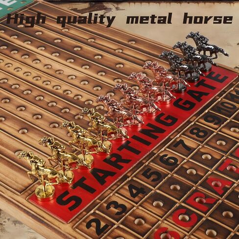 HOROW Horse Racing Board Game, 21 inch Horse Racing Game with 100 Chips, 11 Metal Horse, 2 Dice and 2 Decks of Cards, Ideal as a Birthday, for Family Nights and Birthday Parties in Saudi Arabia