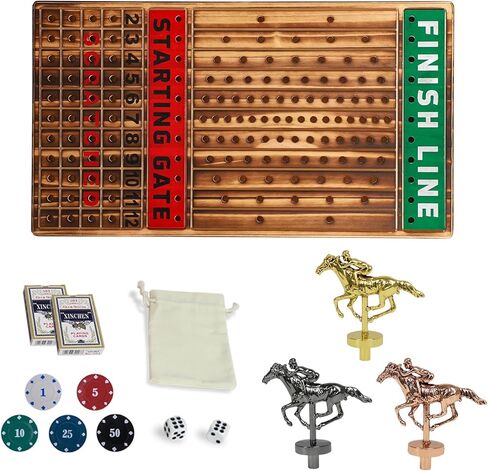 HOROW Horse Racing Board Game, 21 inch Horse Racing Game with 100 Chips, 11 Metal Horse, 2 Dice and 2 Decks of Cards, Ideal as a Birthday, for Family Nights and Birthday Parties in Saudi Arabia