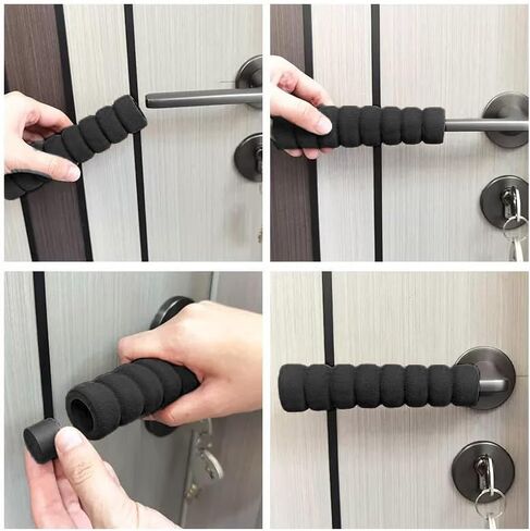 2PCS Wall Door Handle Stopper,Quiet Wall Protector for Door Handle,Guard Door Bumper Wall Protector Silencer(Black) in Saudi Arabia