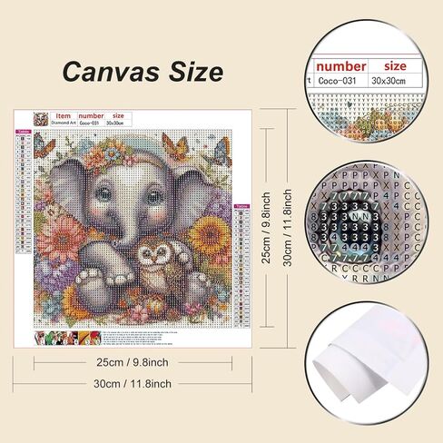 مجموعات الفن الماسي HvasJing Link للبالغين، مجموعة طلاء ألماس الفيل 5D، فن DIY، مناسبة للمبتدئين، ديكور جداري للمنزل، هدية لتخفيف التوتر والاسترخاء، 12 × 12 بوصة فن جداري للحيوانات in Saudi Arabia