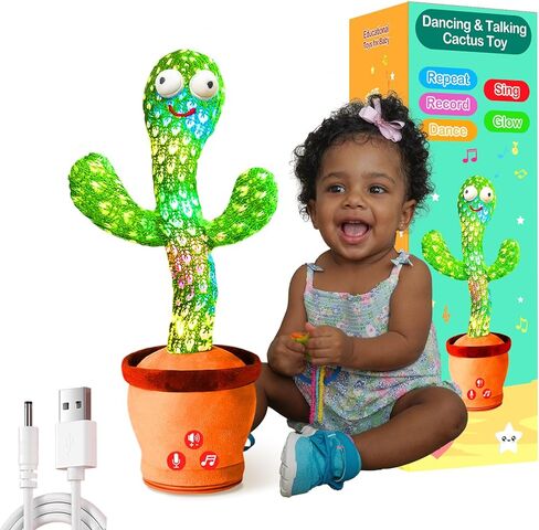 Dancing Talking Cactus Toy, Toddler Baby Toys for Boys Girls Gifts Singing Mimicking Cactus Toy Recording Repeating What You Say Cactus Baby Toy(Rechargeable) in Saudi Arabia