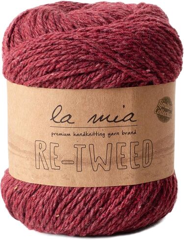 1 Ball La Mia Re-Tweed Knitting Yarn,%40 Wool%40 Polyester%20 Acrylic, 3.5 Oz (100 g) / 202 Yrds (185 m), Worsted, Claret - L189 in Saudi Arabia