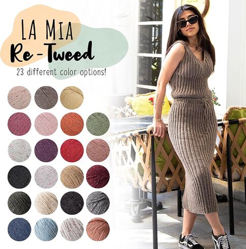 1 Ball La Mia Re-Tweed Knitting Yarn,%40 Wool%40 Polyester%20 Acrylic, 3.5 Oz (100 g) / 202 Yrds (185 m), Worsted, Claret - L189 in Saudi Arabia