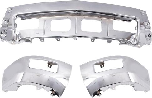 غطاء المصد الأمامي من الفولاذ الكروم لسيارة تشيفي سيلفرادو 2014 2015 1500، مع فتحات مصابيح الضباب، استبدال OE: GM1002843، 3 قطع نمط منفصل in Kuwait