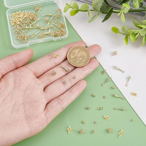 PH PandaHall 14K مطلية بالذهب برغي العين دبابيس 100 قطعة كأس اللؤلؤ المعلقات 5 نمط حبة قبعات كأس اللؤلؤ قلادة موصل دبابيس ذهبية للسحر الخرز القرط قلادة سوار صنع المجوهرات in Saudi Arabia