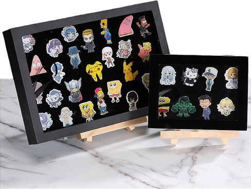 Badge Display Box - 13.8 X 9.5 X 2.0 Inches Pin Display Case -Glass Top Collection Display Case for Breastpin, Medal, Badges, Ribbons, Brooch, Jewelry in Saudi Arabia