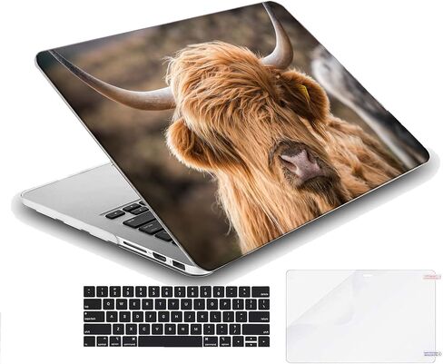 MINGDAO متوافق مع شاشة Retina لجهاز MacBook Air مقاس 13 بوصة مع معرف اللمس، وغطاء واقي صلب مع غطاء لوحة المفاتيح (M1 A2337 A2179 A1932، إصدار 2018 2019 2020) - بقرة هايلاند - MC9818 in Kuwait